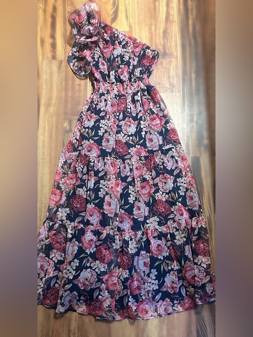 Petal + Pup Layley One-Shoulder Floral Chiffon Maxi Dress